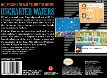 Uncharted Waters (USA) box cover back